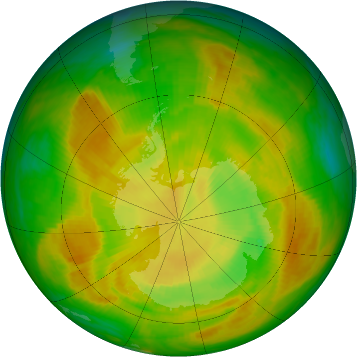 Antarctic ozone map for 25 November 1979